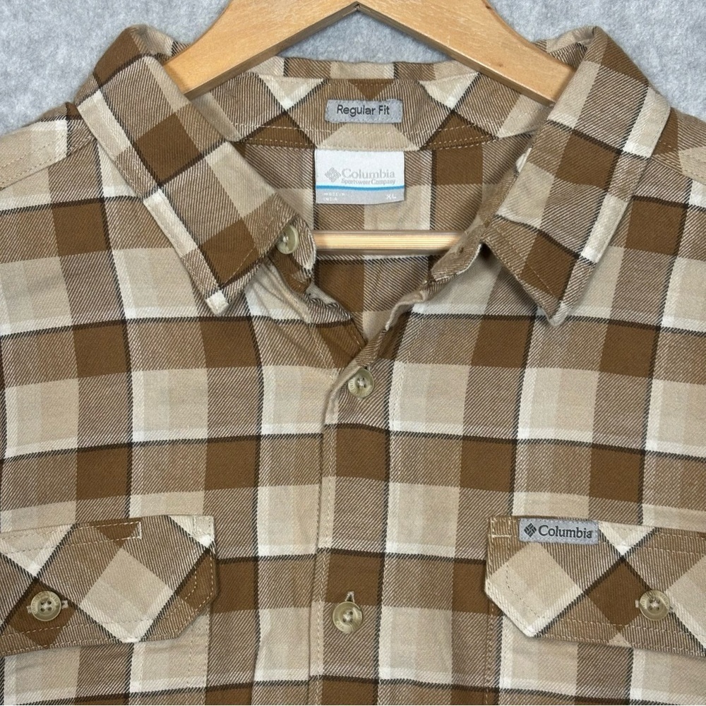Columbia Flare Gun Stretch Flannel Shirt-Delta Shadow Plaid Brown-Men Size XL